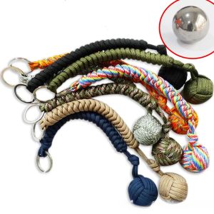 1Pc Braided Paracord Monkey Fist Keychain Outdoor Emergency Window Breaker Safety Escape Survival Tool