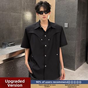 LIUBU | Summer Designer Shoulder Padded Shirt with Metal Buttons