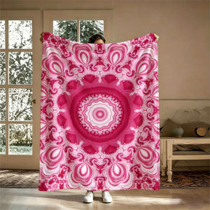 Pink Mandala Kaleidoscope Flannel Blanket Perfect for Sofa Office Bed Travel Sleep Read Relax Camping Four Season Use