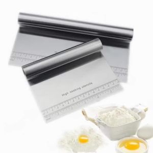 Stainless Steel Dough Pastry Scraper Pizza Cutter Chopper with Measuring Scale Multipurpose Cake Bread Separator Scale Knife
