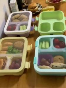 Bộ 2 Hộp Cơm Trưa Di Động 850ml Hộp Bento 3 Ngăn Chống Rò Rỉ Dành Cho Trẻ Em & Người Lớn Có Kèm Dao Dĩa