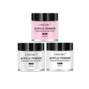 LIMEGIRL Nail Acrylic Powder and Liquid Monomer Kit Pink White Transparent Acrylic Powder Nails Art 3D Nail Tips Carving Tools