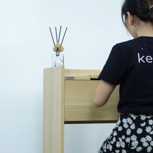 [Giao HCM] Bàn Phấn Trang Điểm Gương Gấp Gọn Có Kèm Ghế Đơn Giản Nhỏ Đẹp Bàn Makeup Gỗ Màu Oak KEGODA KGD28