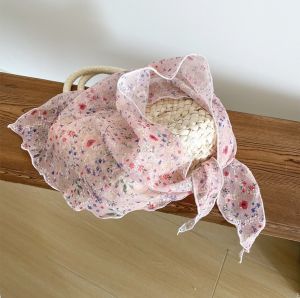 Khăn Choàng Lụa Họa Tiết Hoa Phong Cách Xuân Hè Mới Cho Nữ Khăn Choàng Lụa Voan Họa Tiết Hoa Đồng Quê Trang Trí Cổ