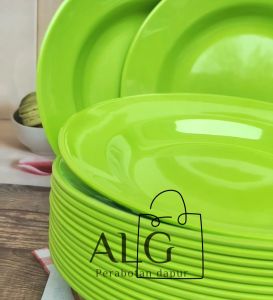 12Pcs Gratis sndok Piring makan besar cekung Mika plstic 23cm