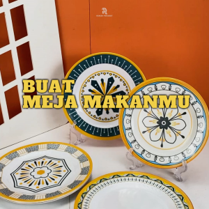 Piring Melamin Motif Mirip Keramik Mewah Datar/Piring Saji Kekinian
