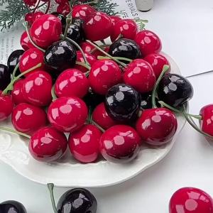35Pcs Simulated Cherry Lifelike Fake Cherry Plastic Artificial Fruit Modelsfor Home Kitchen Party Decoration Photography Props