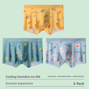 MiiOW | Ice Silk Breathable Boxer Shorts Mens Summer Underwear Flat Angle Printed Comfortable Underpants Polyester Spandex Blend