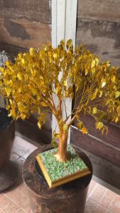 ต้นโพธิ์ ต้นโพธิ์เงิน 🌳โพธิ์ทอง สูง 50x กว้าง 56 cm ไซส์ ใหญ่สุด  ฐานลายไทย ต้นโพธิ์ประดิษฐ์ ไม้มงคล