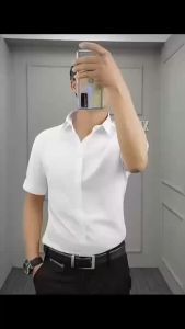 White shirt mens short-sleeved business formal slim fit youth shirt summer cotton professional solid color shirt 10063