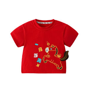 Lomitoo | Lunar Year of the Horse New Year T-Shirt Cotton Short Sleeve Top