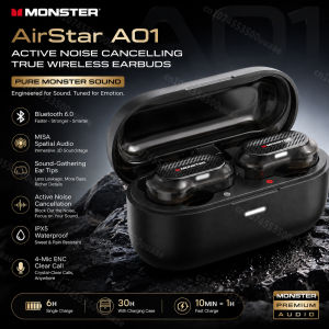 Monster | Monster OVA ANC Bluetooth 6.0 Earbud Spatial Audio Active Noise Cancelling TWS Wireless Earphone IPX5 Waterproof Sport Ear Buds
