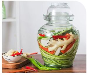 1.5L 5L 10liter glass fermentation jar with cover airtight container pickle jar kimchi container airtight heat resistant jar kitchen canisters jars
