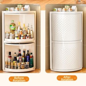 DIHUANTUO | Wall-mounted Rotatable Corner Spice Storage Rack