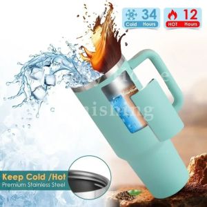 XMSJ | Tumbler 40oz Stainless Steel Car Mug with Handle Double Wall Thermal Iced For Travel Coffee Thermos with Straw Cup Vacuum