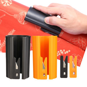 HORN Sliding Wrapping Paper Cutter - Easy-Glide Gift Wrap Trimmer for Christmas & Birthdays Durable ABS， Orange/Black