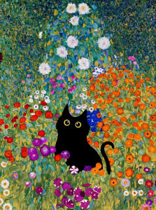 Paper Jigsaw Puzzle 500/1000/1200/2000PCS Monet Style Black Cat Lotus Pond Art DIY Craft Hobby Wall Decor Gift