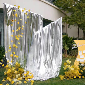 Elastic Fabric Gold And Silver Embossed Wedding Celebration Stage Background Decoration Curtain Festive Ornament Piece