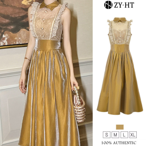 ZYHT EraVogue Womens Dresses Yellow Dresses A-line Dresses Satin Dresses Work Dresses High-class Dresses Vintage Dresses Event Dresses Party Dresses Evening Dresses 21153