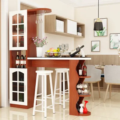 Simplicity European Bar Table Console Cabinet Moveable Wall-leaning Kitchen Partition Wine Cabinet