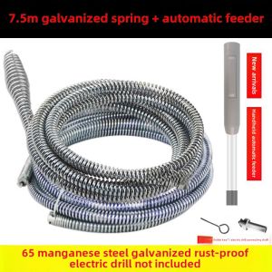 Electric Spring Pipe Opener Toilet Kitchen Sink Drain Blockage Tool Home Cleaning Bathroom Accessories 6m without Drill