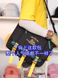 Beg Messenger Beg Messenger Wanita Retro Kanvas Hitam Beg Pelajar Kolej Beg Kelas Satu Bahu