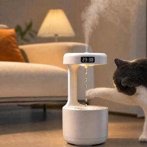Teeker Pet Cat Water Fountain Anti Gravity Humidifier Levitating Water Fountain with 3 in 1 Tabletop Fountain & Mini Humidifier for Home Office Bedroom Novelty Gift
