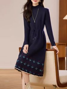 DAIXIANGFEIZI | Đầm Dài Tay Elegance Trung Bình cho Phụ Nữ