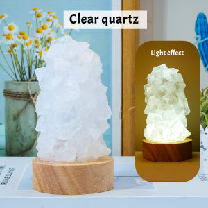 1PC Citrine Crystal Wishing Lamp with Natural Amethyst Raw Stones Dimmable USB Night Light with Switch for Home & Bedroom Deco