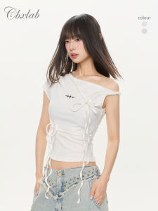 CBXLAB | Cross-body Ribbon Tight Crop Top