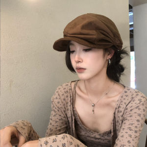 Retro Korean Folded Beret Hat Womens Style Large Head Circumference Face Slimming Fashionable Newsboy Cap Casual Comfortable