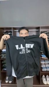 Bayar Di Tempat (COD) - Jaket Sweater Hoodie Zipper WHO A.U Maroon Premium Logo Full Bordir High Quality Distro Full Teg & Label