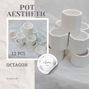 Pot aesthetic tempat lilin oktagon 12 pcs