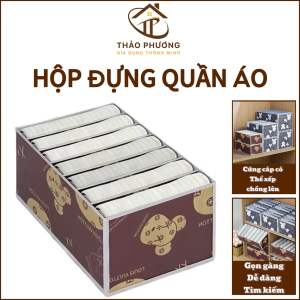 Hộp Vải Đựng Quần Áo Chia Ngăn Khung Cứng Gấp Gọn Thùng Đựng Đồ Lót Tiện Lợi 7 Ngăn