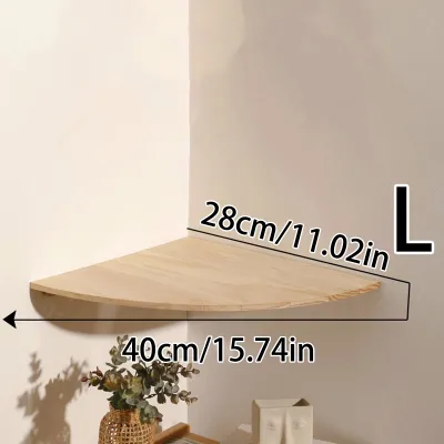 Wall Corner Shelves Wood Floating Wall Shelf Round End Wall Mounted Floating Corner Shelf for Bedroom Living Room and Kitchen