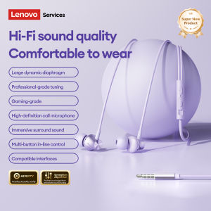 Lenovo | Lenovo YF37 1.2M Durable In-ear Wired Earphones Powerful Bass Headphones Hi-Fi Sound Music Earbuds 3.5mm/Type-C Jack with Mic