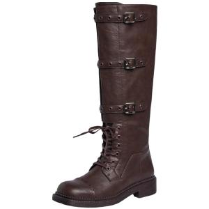 Josiny | Ladies Knight Faux Fur Lined Knee High Boots Not Knee Length