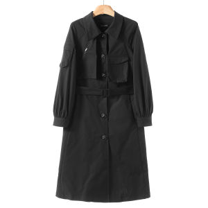 เสื้อแจ็คเก็ตทรงยาวคอพับเปิดแบบมีกระดุมแถวเดียวสไตล์สตรีทแฟชั่นสไตล์วินเทจแบบสั้นสำหรับผู้หญิงในฤดูใบไม้ร่วง