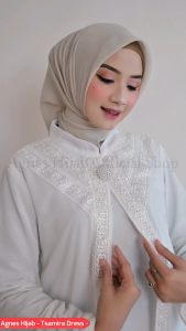 Agnes Hijab - Tsamira Dress Gamis Lebaran 2026 Terbaru Baju Muslim Wanita Abaya Putih Polos Mewah Simple Elegan Pengajian Haji Umroh 857