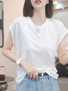 Shalldoer | Basic Round Neck Short Sleeve T-Shirt Womens Summer Thin Loose Breathable Pure Color Casual Style Basic Fit Round Neck T-Shirt