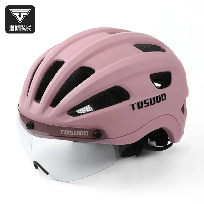 TOSUOD | หมวกกันน็อกจักรยานพร้อมแว่นตากันลมปรับแสงได้ด้วยแม่เหล็ก