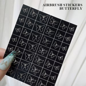 1 Sheet Butterfly Star Love Nail Sticker Self Adhesive Nail Printing Spray Paint Sticker DIY Nail Art Decorative Supplie