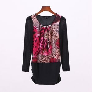 Premium French Style Long Knitted Shirt Womens Elastic Discount Fashion Commute Style Regular Length Sleeve round Neck