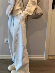 Stylish Warm Fleece Elastic Waist Loose Leg Sweatpants