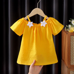 Off-Shoulder Sweet Princess Style Baby Girls T-Shirt