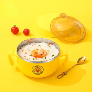 Baby Feeding Set 304 Stainless Steel Baby Eating Bowl Anti-fall and Anti-scalding Baby Plate Set 3 Months and Above