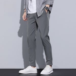 ROMON | Romon Mens Slim Fit Casual Pants Business Style Spring Autumn New Korean Version Small West Pants Long Trousers