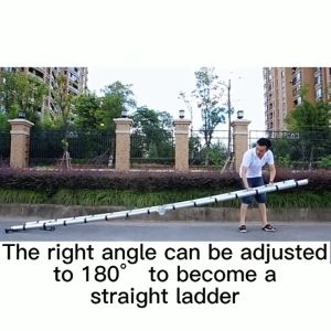 JMS 3 years warranty 5M aluminum telescopic ladder portable household ladder multifunctional folding straight ladder load-bearing 200KG industrial ladder Help you easily solve various climbing problems!