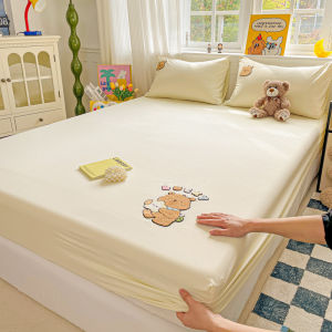 Dansunreve Rửa Sạch Bông Ra Bọc Nệm Đồng Bằng Capybara/Kitty/Gấu/Panda/Thỏ Thêu tấm ga trải giường Duy Nhất/Nữ Hoàng/Vua Hoàn toàn Garterized bọc nệm