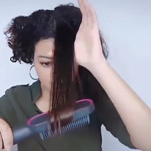 Multi functional hair comb heated straight hair comb with straight and curly hair functions